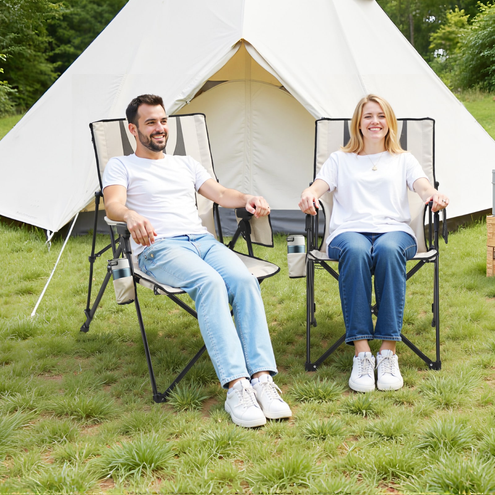 Folding Camping Chair With Headrest And Armrests Outdoor Seat_voghion.com